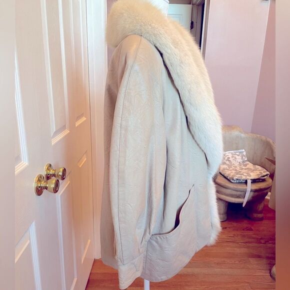 FOX FUR TRIMMED LEATHER COAT J. PERCY FOR MARVIN RICHARDS 80’s VINTAGE - Picture 5 of 10